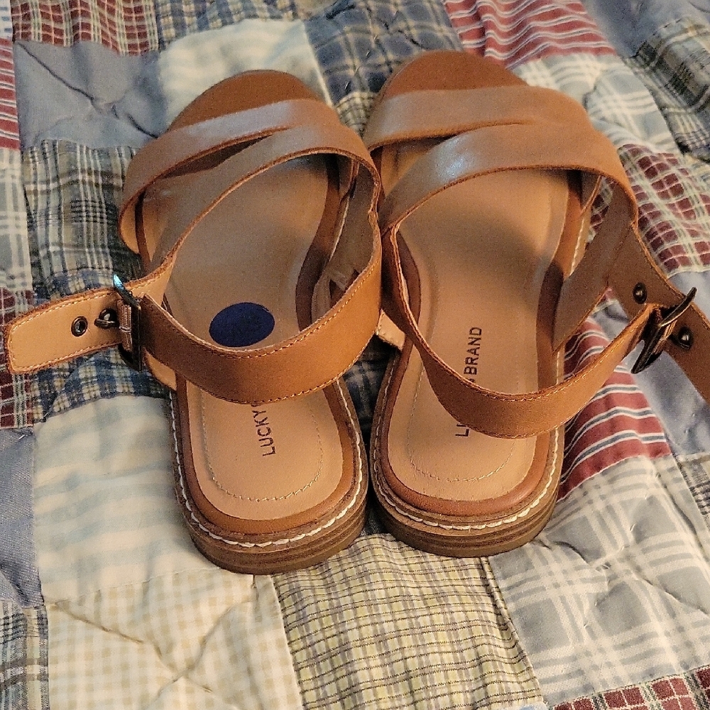 Lucky Brand Tan Minimalist Sandals Slip-On - Picture 2 of 3